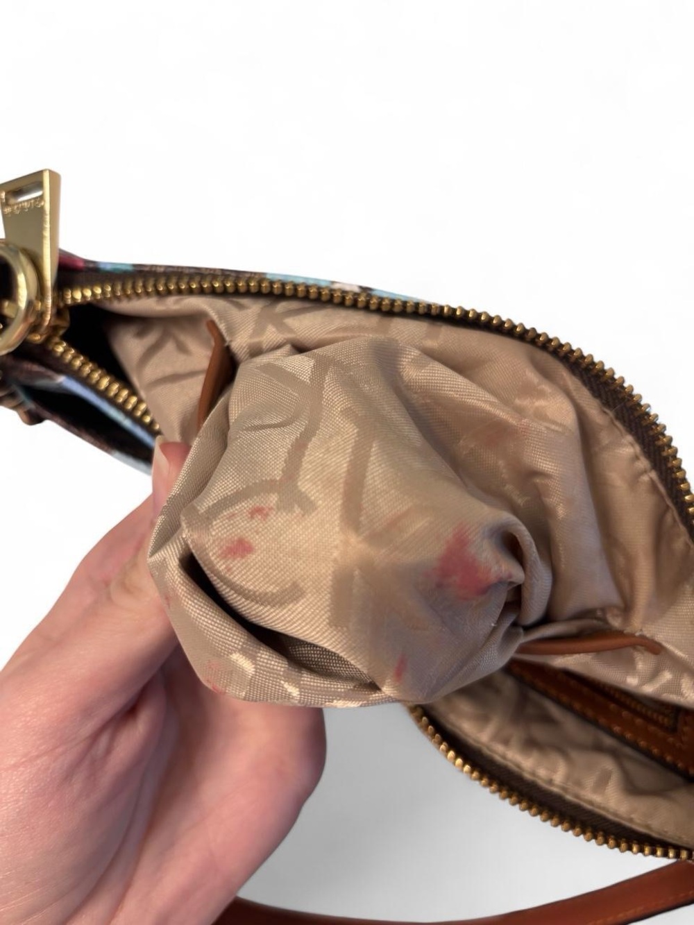 Floral Shoulder Bag Colorful Brown Calvin Klein Gold Hardware Purse - Picture 8 of 10